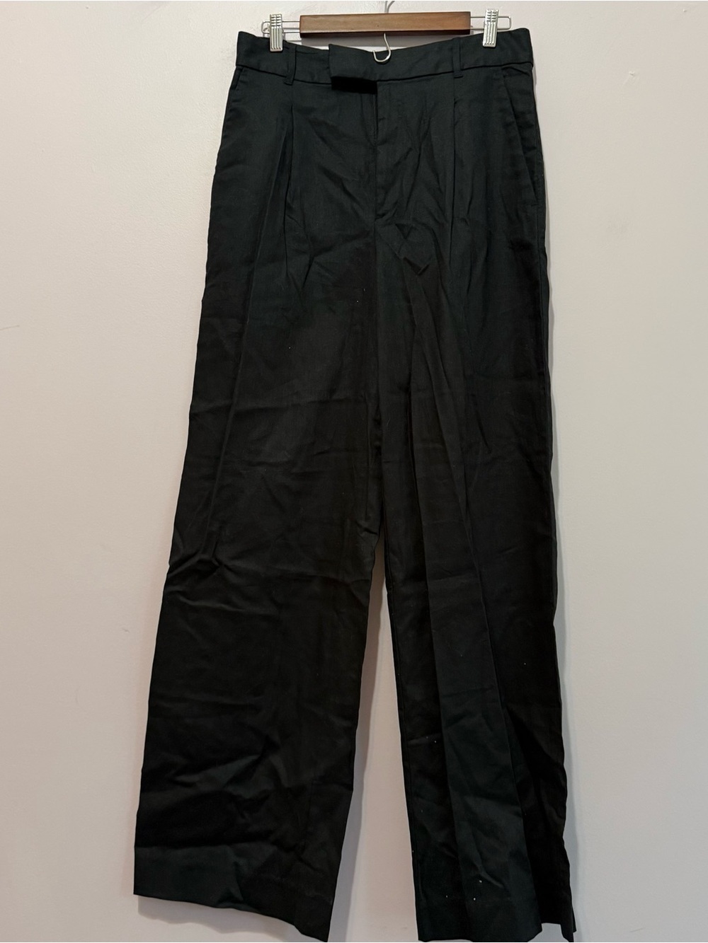 Banana Republic Black Pleated High Rise Wide Leg Linen Trousers Pants sz10 NWT
